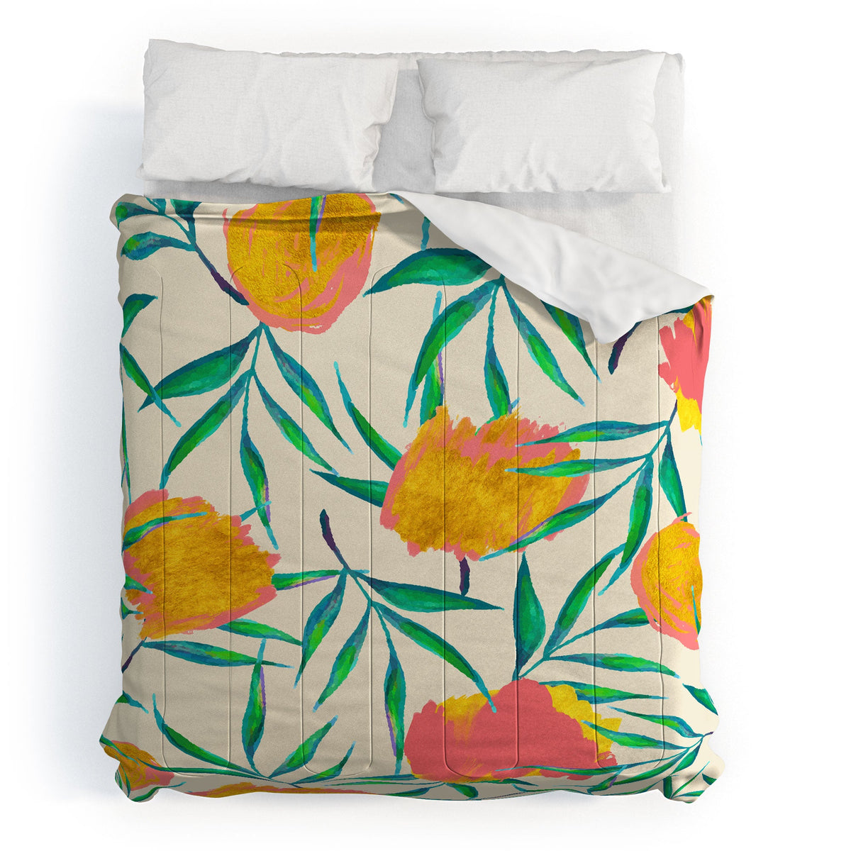 83 Oranges Floral Blush Gold Comforter