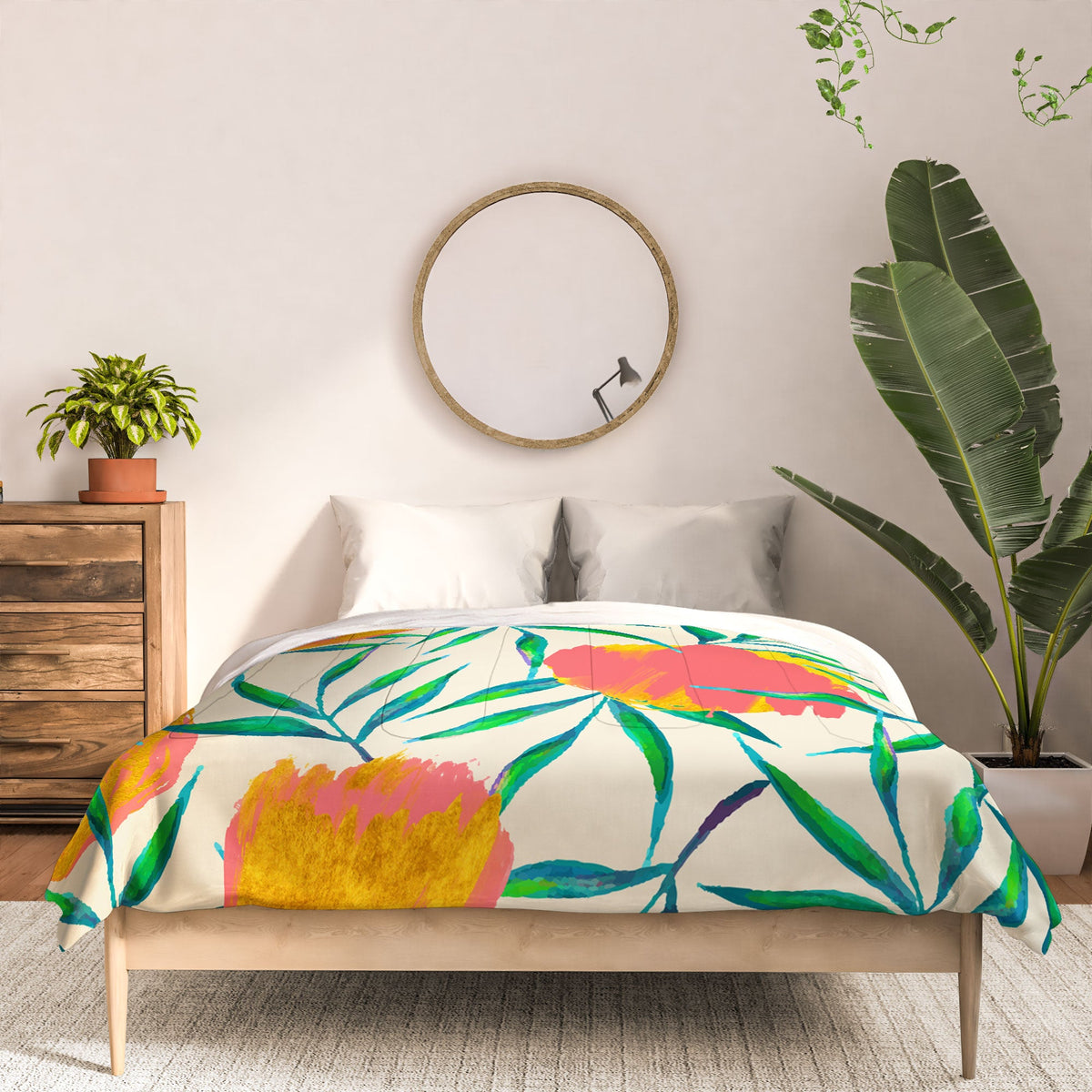 83 Oranges Floral Blush Gold Comforter