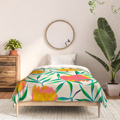83 Oranges Floral Blush Gold Comforter