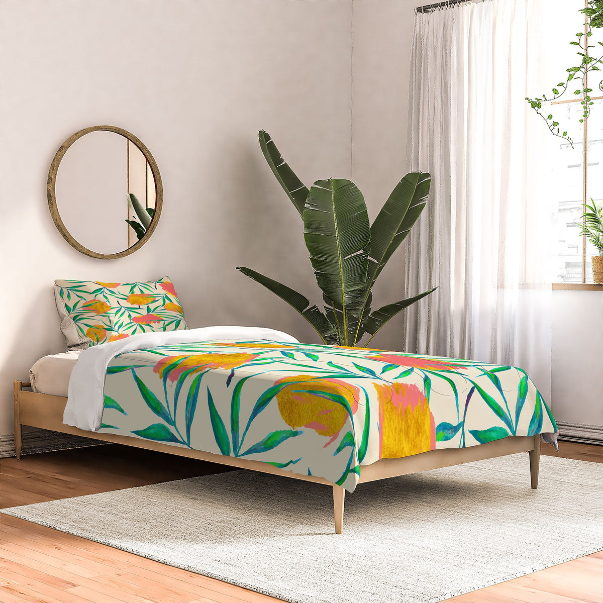 83 Oranges Floral Blush Gold Comforter
