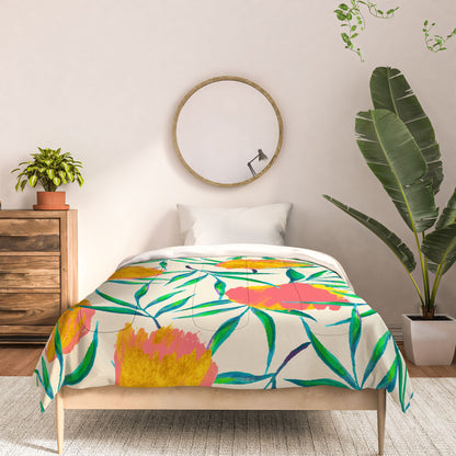83 Oranges Floral Blush Gold Comforter