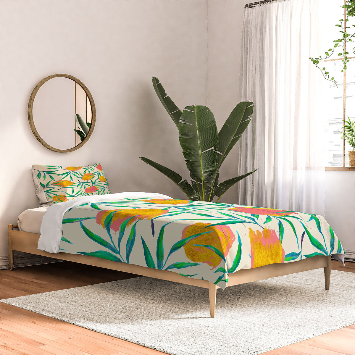 83 Oranges Floral Blush Gold Comforter