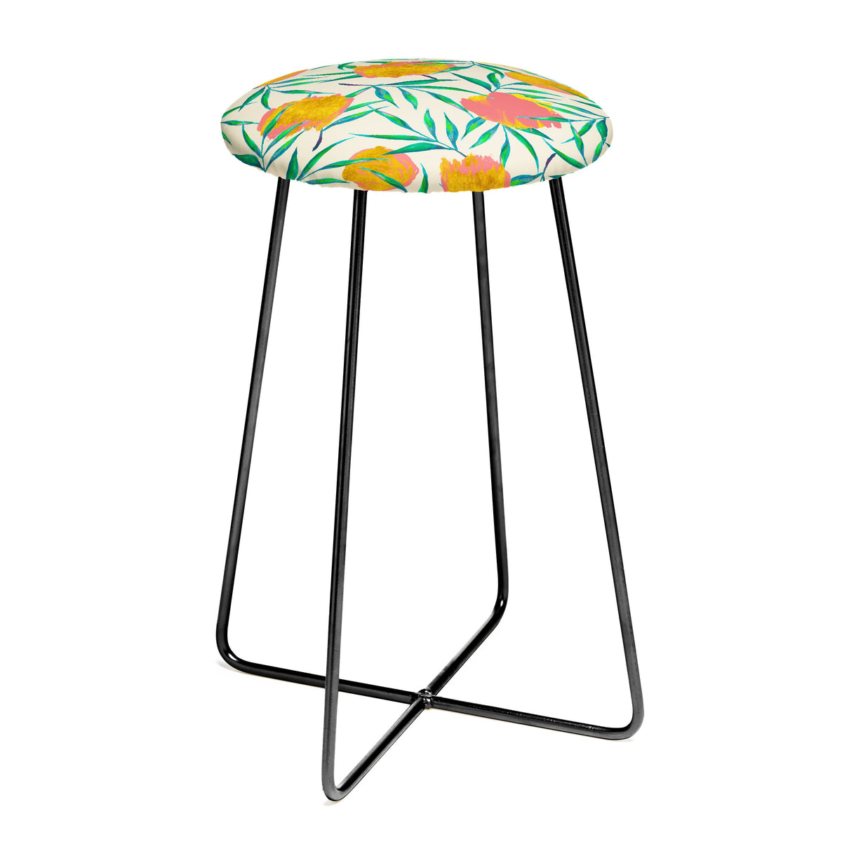 83 Oranges Floral Blush Gold Counter Stool