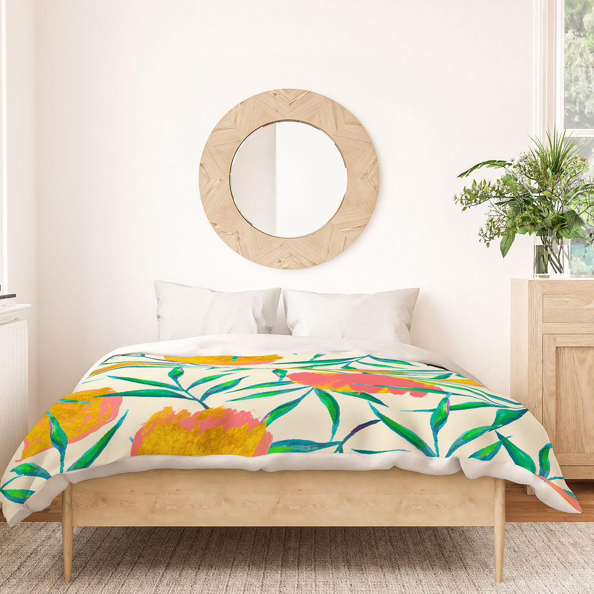 83 Oranges Floral Blush Gold Duvet Cover