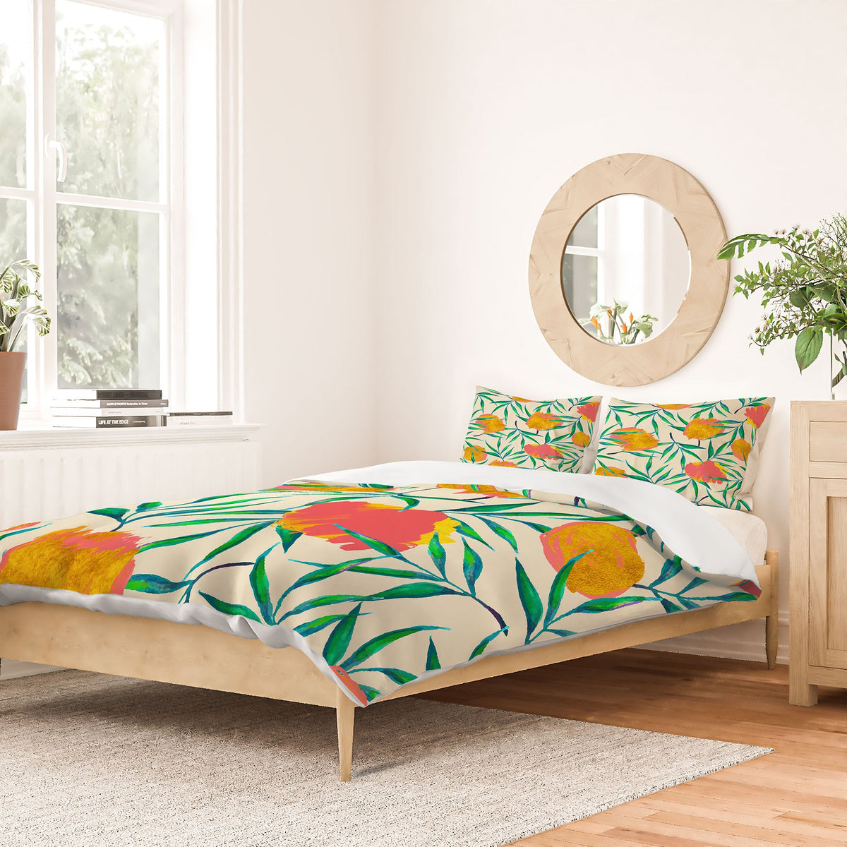 83 Oranges Floral Blush Gold Duvet Cover