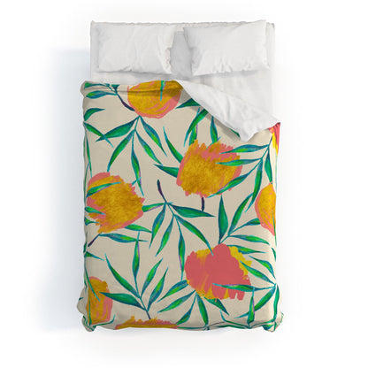 83 Oranges Floral Blush Gold Duvet Cover