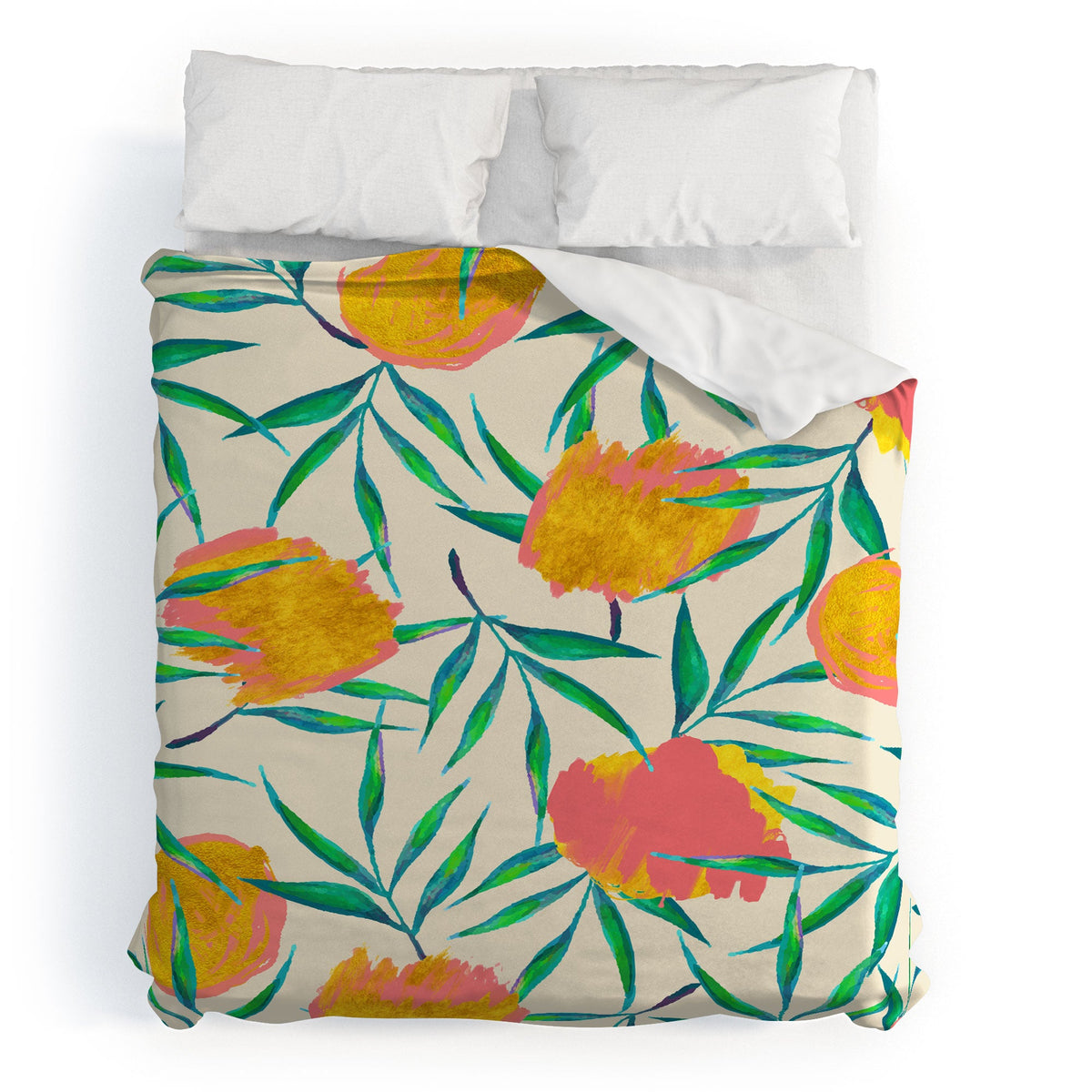 83 Oranges Floral Blush Gold Duvet Cover