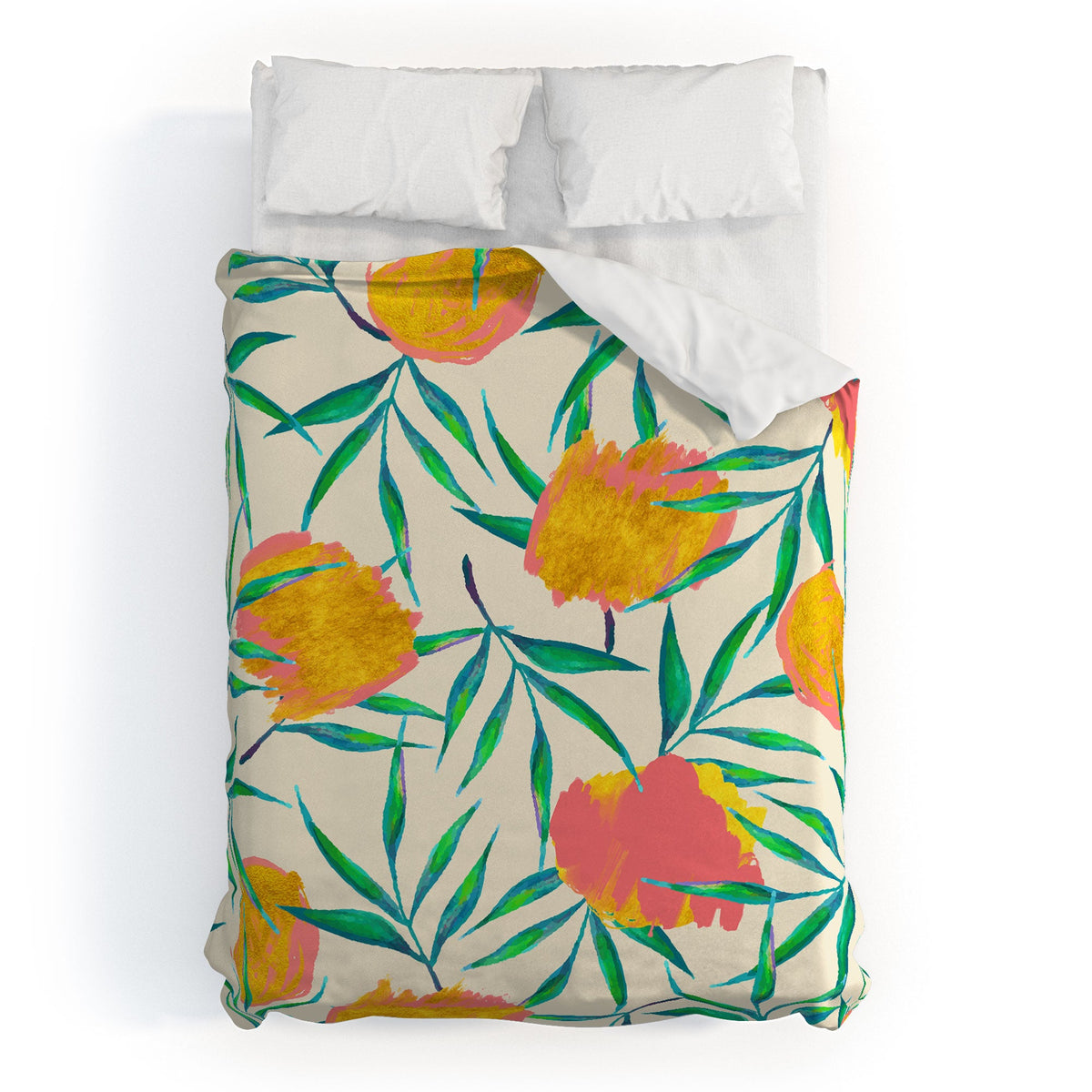 83 Oranges Floral Blush Gold Duvet Cover