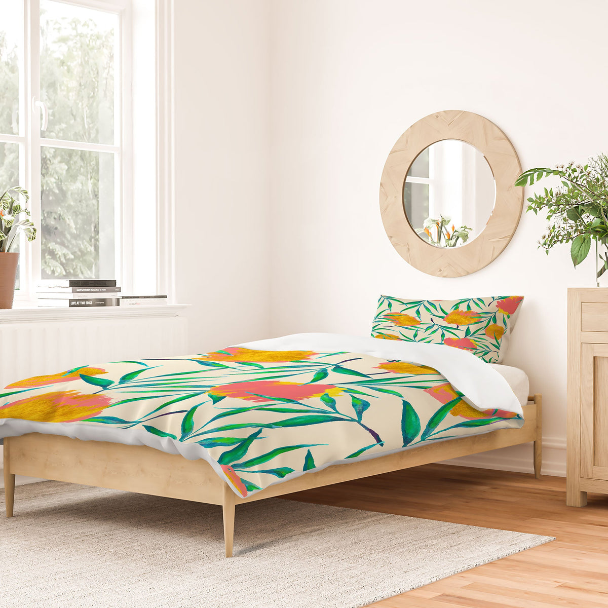 83 Oranges Floral Blush Gold Duvet Cover