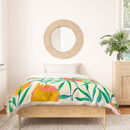 83 Oranges Floral Blush Gold Duvet Cover