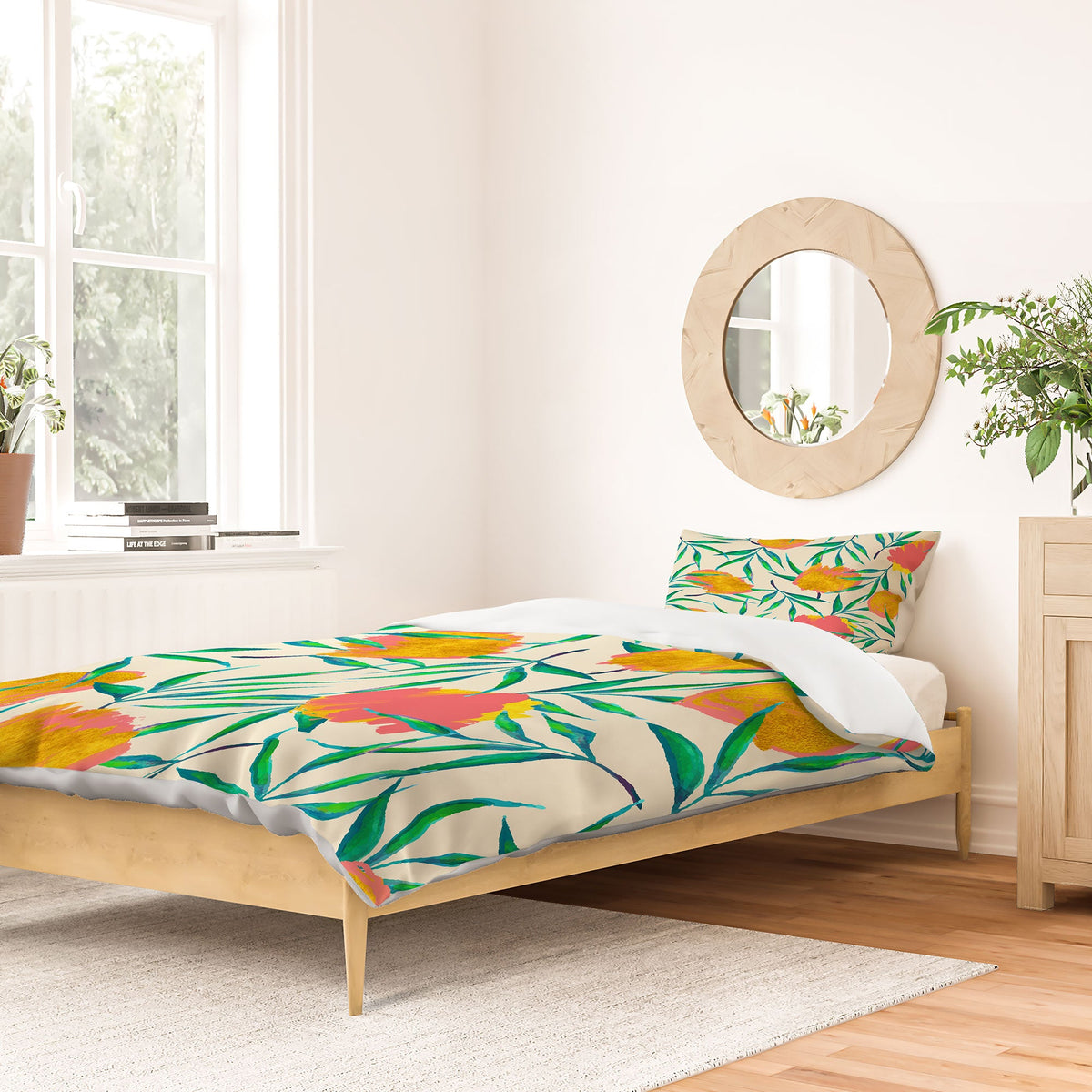 83 Oranges Floral Blush Gold Duvet Cover