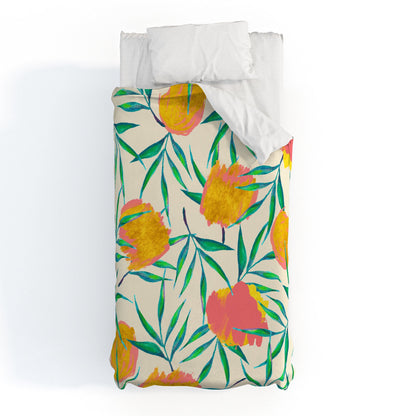 83 Oranges Floral Blush Gold Duvet Cover