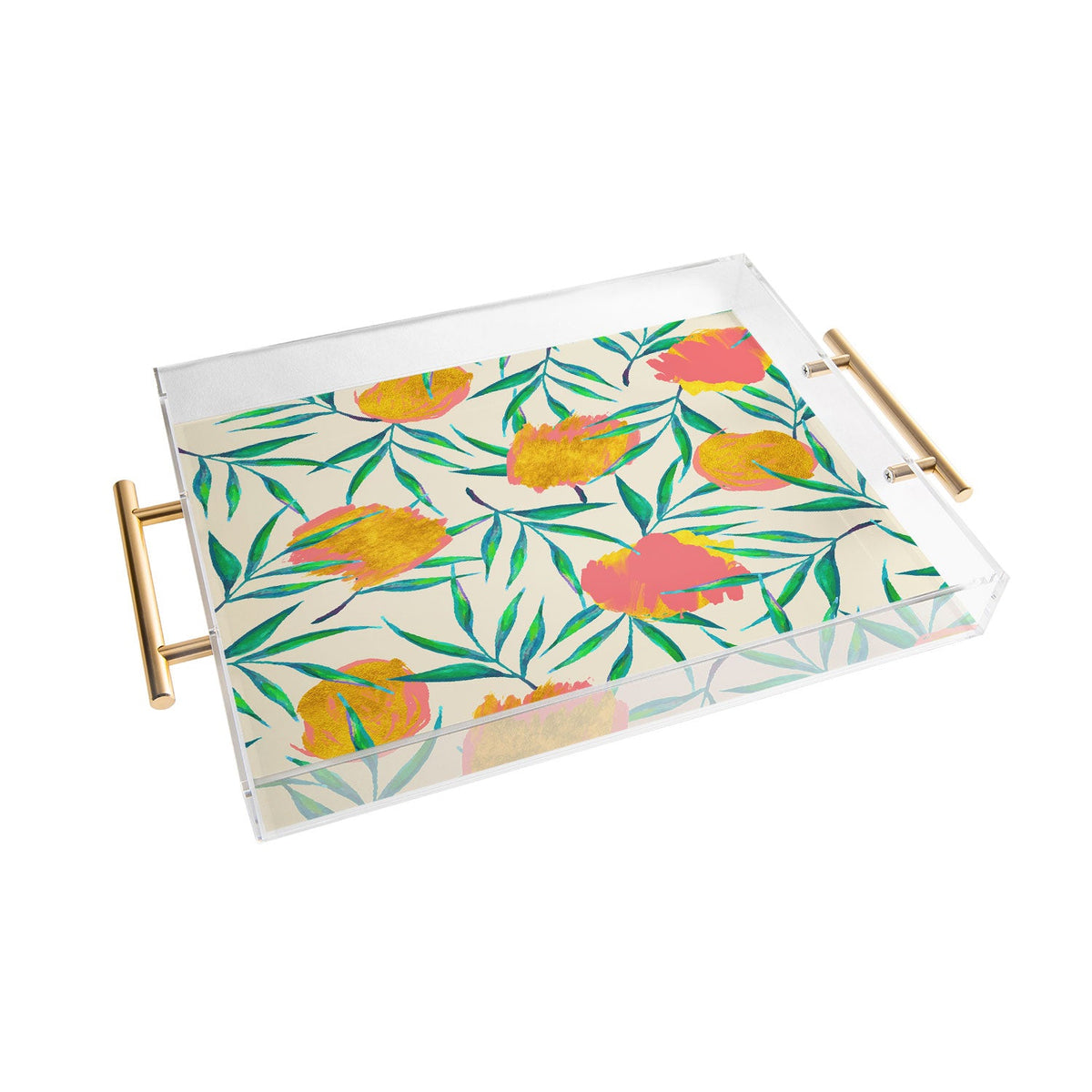 83 Oranges Floral Blush Gold Acrylic Tray