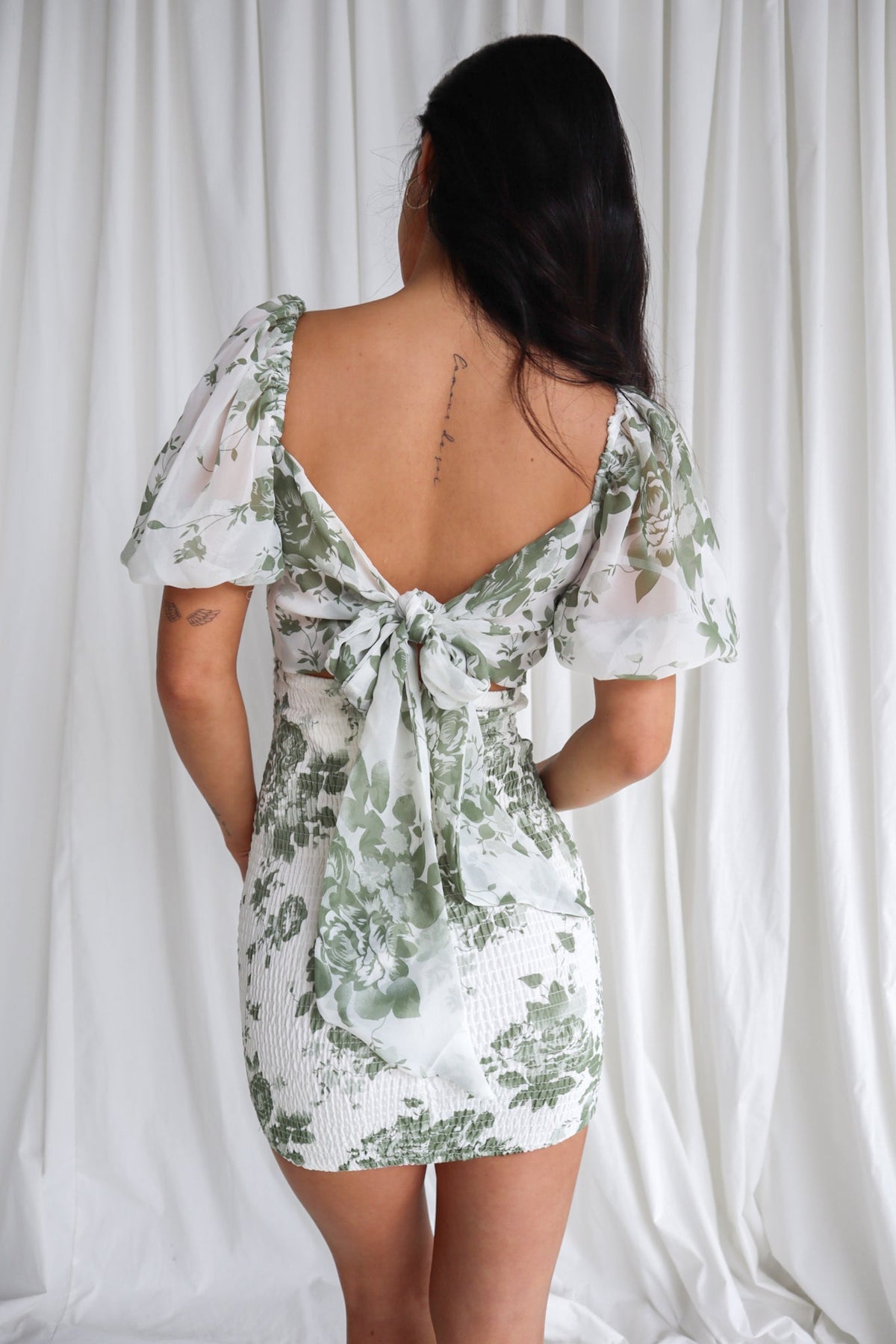 Julie Mini Dress - Green Floral