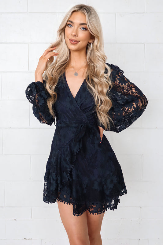Vienna Lace Dress - Navy