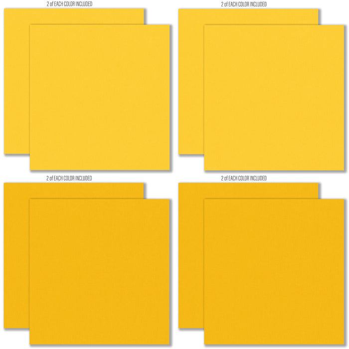A Magical Halloween Cardstock, cardstock paper patterns 1 through 8 preview, showing 12x12 printed smooth cardstock for scrapbook page bases, photo mats, card making, die cutting, titles, borders, and layered paper projects. Buyer theme: Orange Black Halloween Printed Smooth Cardstock. A Magical Halloween Printed Smooth Cardstock in nine yellow, orange, white, gray and black linen-look colors for Halloween paper crafting