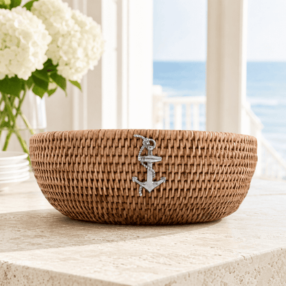 Anchor Hand Woven Wicker Natural Rattan Serving Bowl 2