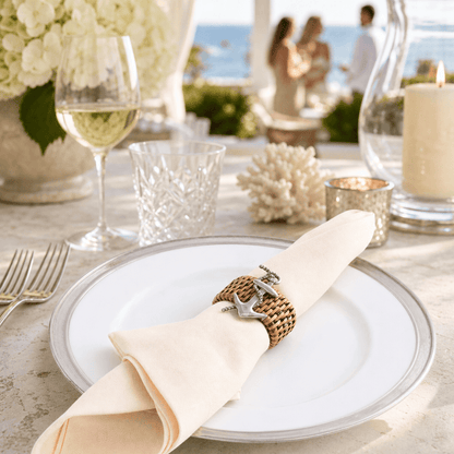 Anchor Hand Woven Wicker Rattan Napkin Ring - Set of 4 8