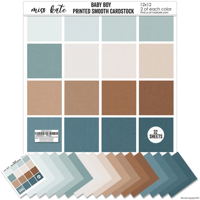 Baby Boy - Linen-Printed Smooth Cardstock Single-Sided Linen Printed