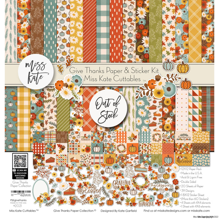 Bargain Bin - Give Thanks Paper & Sticker Kit 12X12 (Ds)