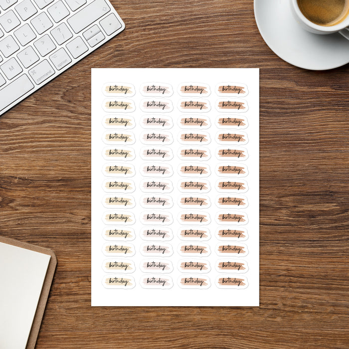 Birthday Planner Sticker Sheet - Neutral Theme