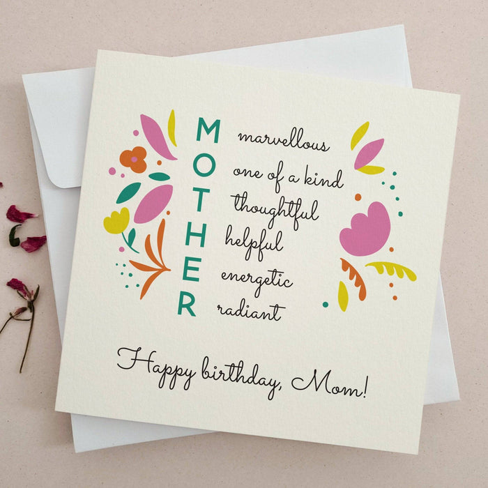 Colorful Birthday Card for Mother - XOXOKristen