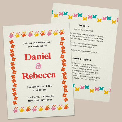 Colorful Red and Yellow Wedding Invitations - XOXOKristen