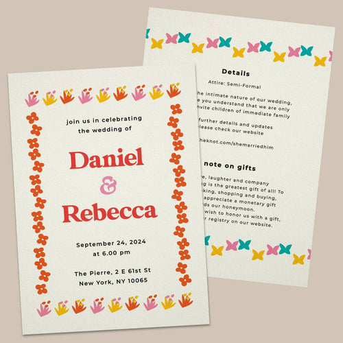 Colorful Red and Yellow Wedding Invitations - XOXOKristen