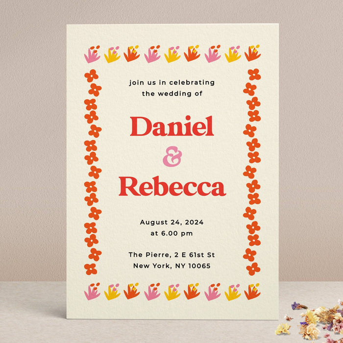 Colorful Red and Yellow Wedding Invitations - XOXOKristen