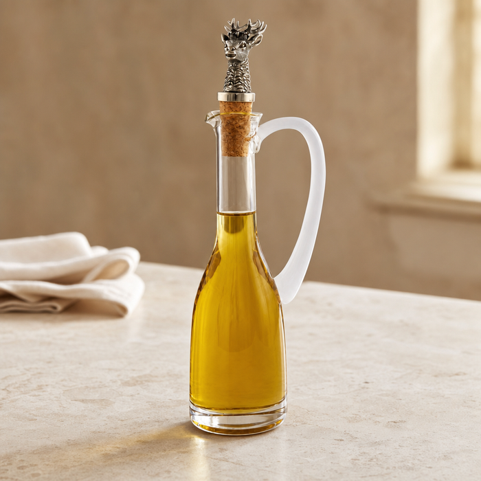 Cruet Bottle with Pewter Elk Head Cork Stopper 2