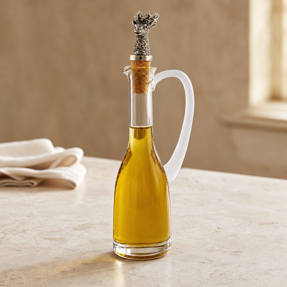Cruet Bottle with Pewter Elk Head Cork Stopper 2
