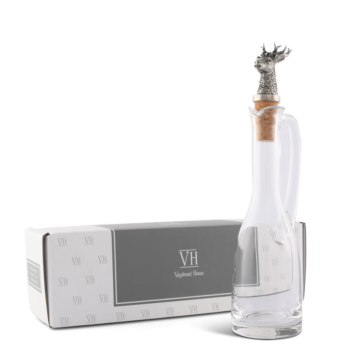 Cruet Bottle with Pewter Elk Head Cork Stopper 10