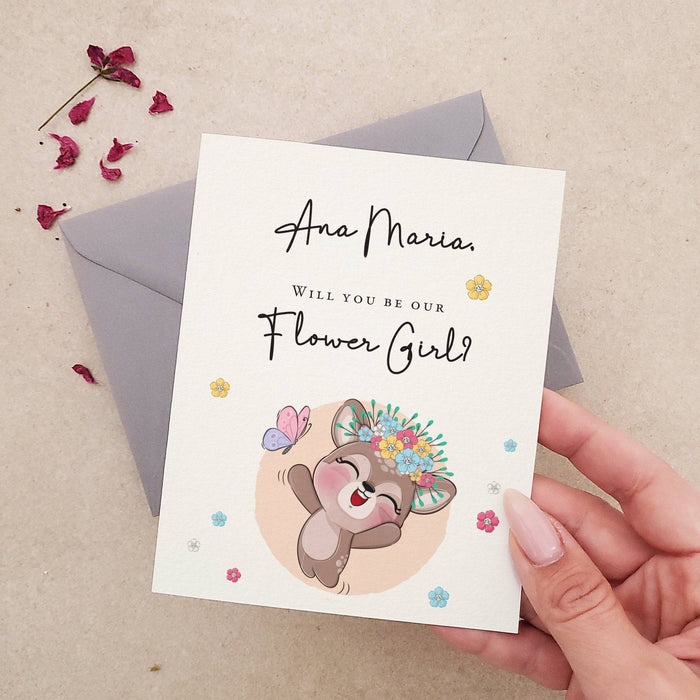 Cute Flower Girl Proposal Card with Illustration - XOXOKristen