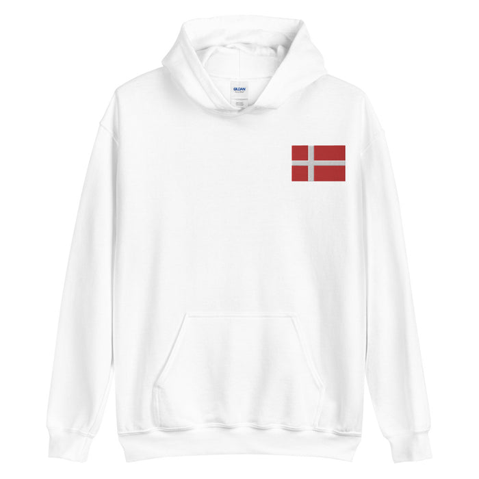 Danish Flag Embroidered Unisex Hoodie Scandinavian Design Studio
