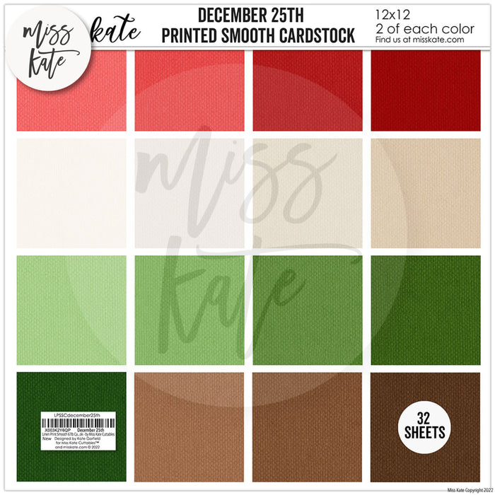 December 25Th - Linen-Printed Smooth Cardstock Single-Sided Linen Printed