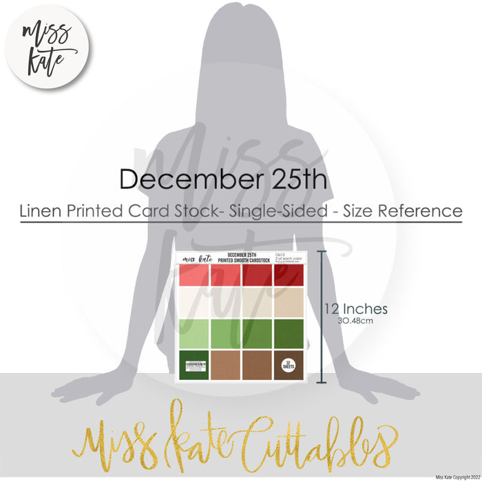 December 25Th - Linen-Printed Smooth Cardstock Single-Sided Linen Printed