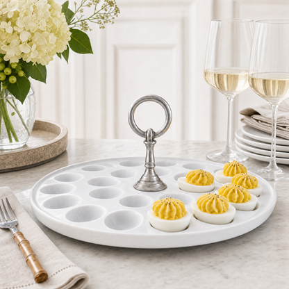 Deviled Egg Tray with Pewter Classic Ring Handle 3