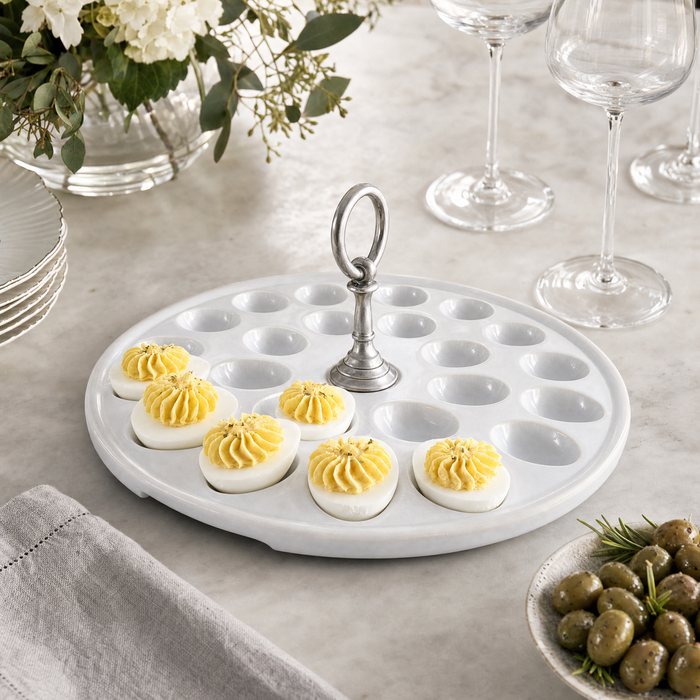 Deviled Egg Tray with Pewter Classic Ring Handle 4