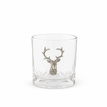 Elk Bust Hatched Highball Glass 8