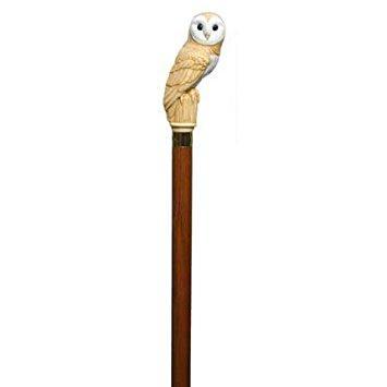 Faux Ivory Barn Owl Hardwood Cane