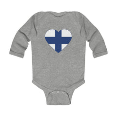 Finnish Flag Heart Long Sleeve Bodysuit Scandinavian Design Studio