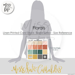 Florals - Linen-Printed Smooth Cardstock Single-Sided Linen Printed
