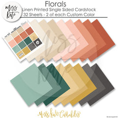 Florals - Linen-Printed Smooth Cardstock Single-Sided Linen Printed