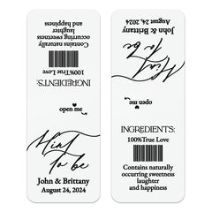 XOXOKristen personalized “Mint to Be” wedding favor label in black script and serif typography on white slightly textured cardstock-style sticker – XOXOKristen