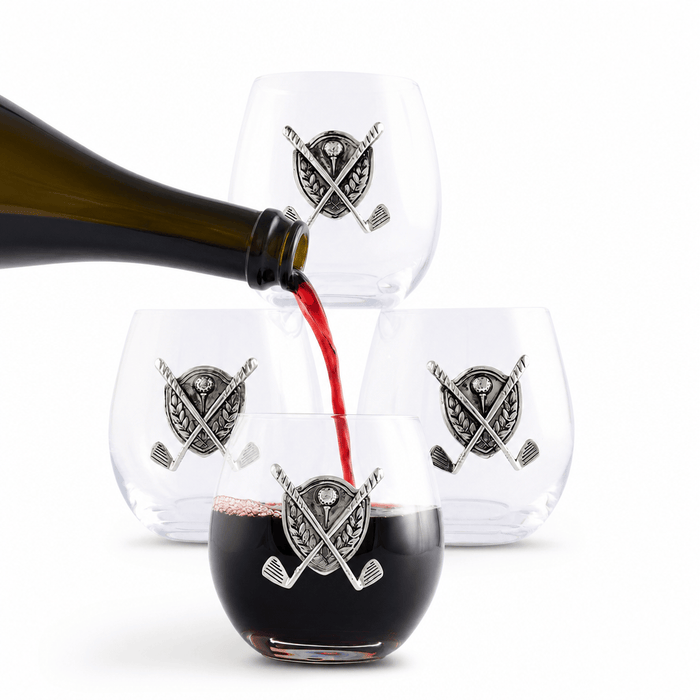 Golf  Stemless Wine Glasses - Set of 4 1