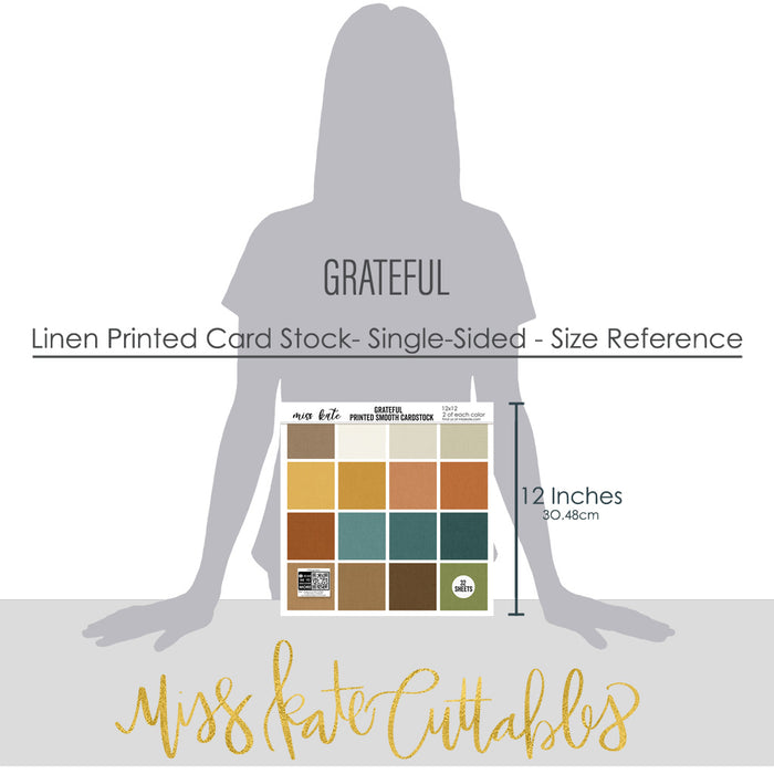 Grateful - Linen-Printed Smooth Cardstock Single-Sided