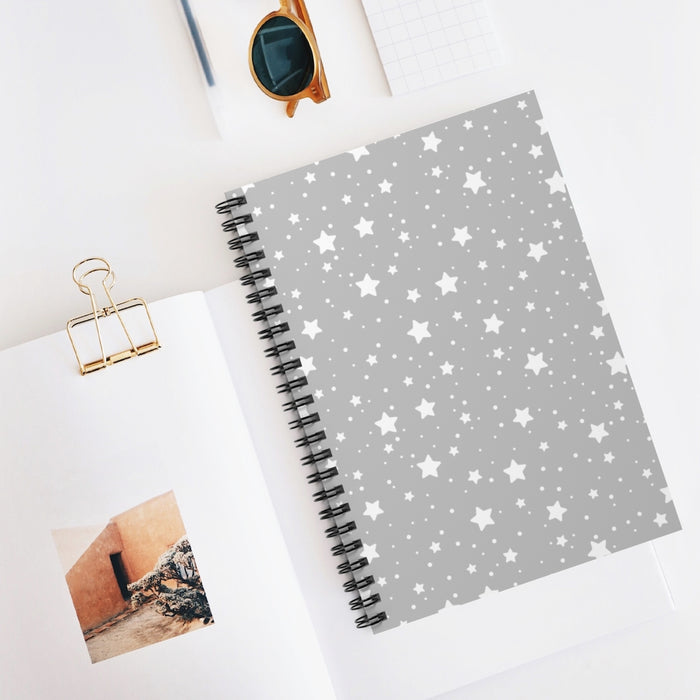 Gray Stars Spiral Lined Notebook