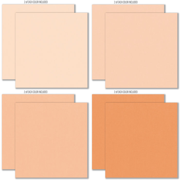 Groovy Cardstock, cardstock paper patterns 17 through 24 preview, showing 12x12 printed smooth cardstock for scrapbook page bases, photo mats, card making, die cutting, titles, borders, and layered paper projects. Buyer theme: Warm Retro Printed Smooth Cardstock. Groovy Printed Smooth Cardstock in coordinating cream, yellow, peach, coral, pink, orange, tan and brown shades. Coordinating patterns include Cream and brown floral repeats, Retro daisy prints, Coral and pink checkerboards