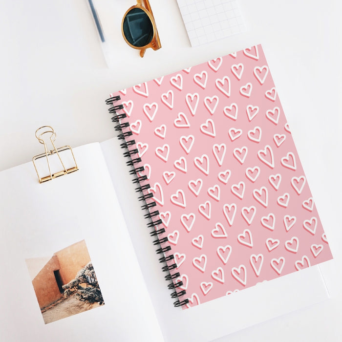 Hand Drawn Hearts Spiral Lined Notebook