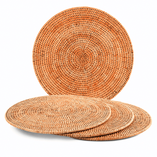 Hand Woven Wicker Rattan Round Placemat - Set of 4 1